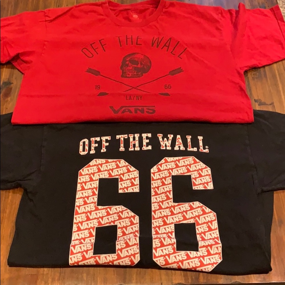 VANS off the wall T shirts (2) Blk & Red